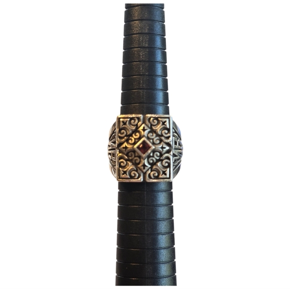 Night Rider Men's Sterling Silver Red Ruby Gemstone Ring 9 - Picture 6 of 11